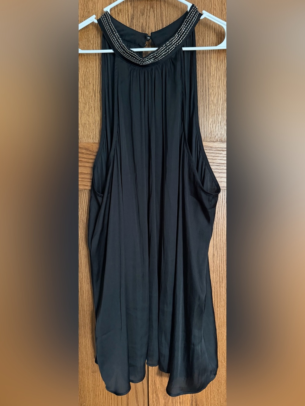 torrid Black Satin Halter Blouse with Silver Bead Trim Sz 4X